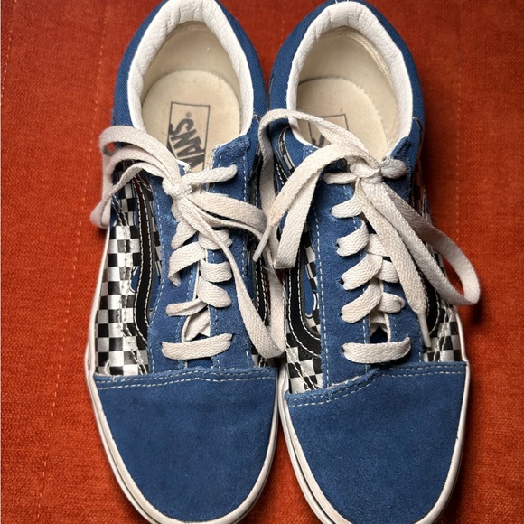 Vans Old Skool Blue Checkered Unisex Kids Sneaker 3 - Picture 2 of 6